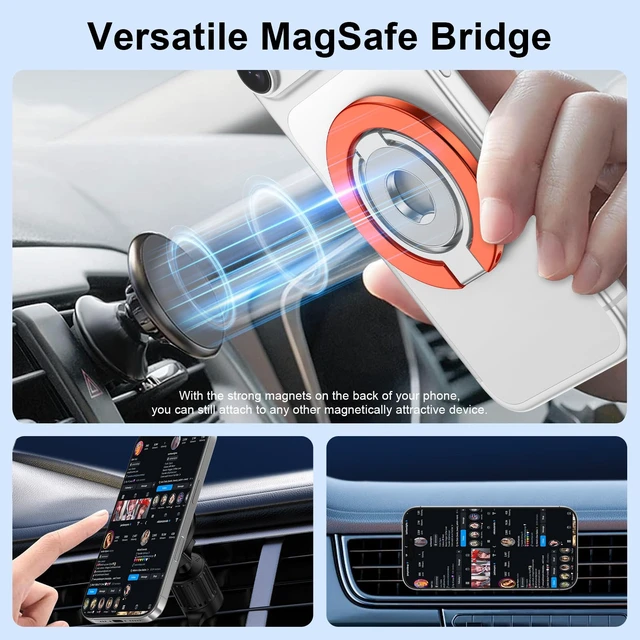 Alt view image 3 of 7 - Phone Grip Holder Dual-Sided Magnetic Finger Ring Stand for iPhone | Magnetic Phone Grip Adjustable Kickstand Loop for iPhone 17/18 Pro Max/16e/Air/15 Samsung S26 S25 Ultra, with Mag Car Mounts