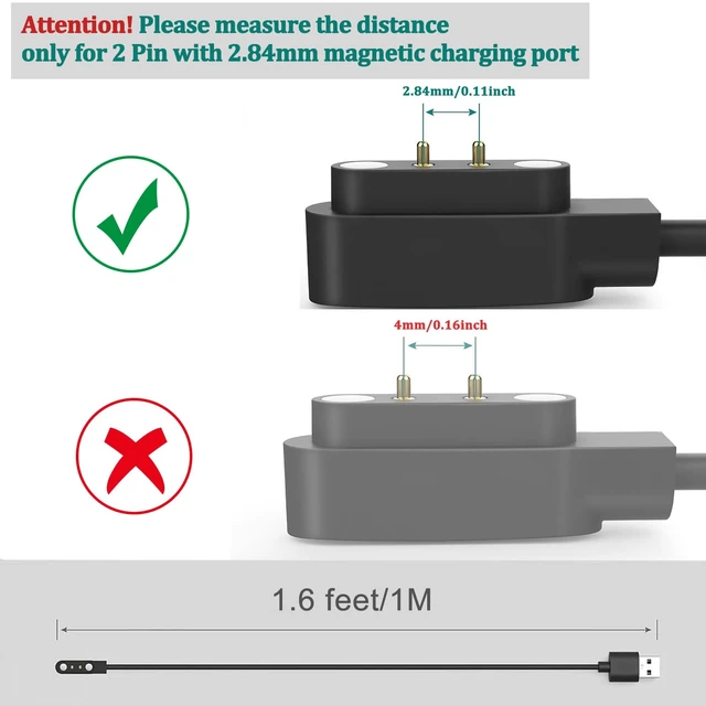 Alt view image 4 of 7 - Charger for FITVII Lookimini, Ole, Nexa, Fino 2, H56, HM57, HM58, HM78 and HM08 HM18 Fitness Tracker Charger, 2-Pack Magnetic Charging Cable for FITVII Smart Watch