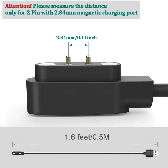 Alt view image 7 of 7 - Charger for FITVII Lookimini, Ole, Nexa, Fino 2, H56, HM57, HM58, HM78 and HM08 HM18 Fitness Tracker Charger, 2-Pack Magnetic Charging Cable for FITVII Smart Watch