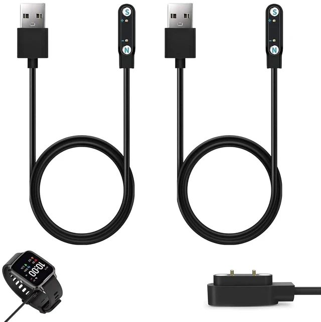 Main image of 2 Pack Smart Watch Magnetic Charger Cable, 2 Pin 7.62mm USB Replacement Charging Cord Compatible with Smartwatch Fitness Tracker Smart Glasses Bone Conduction Headphones Wearable Devices