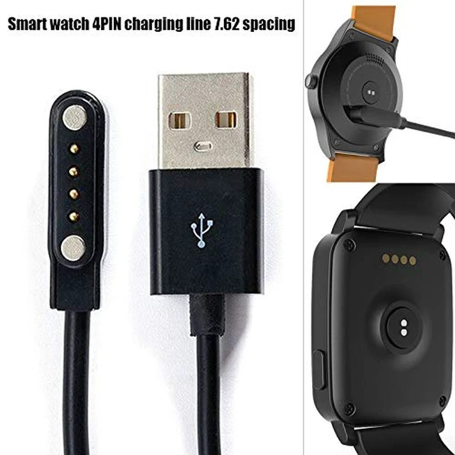 Alt view image 2 of 7 - Universal Smart Watch Charger USB Power 4 Pin spacing Magnetic Charging Cables for Smart Watch GT88 G3 KW18 Y3 KW88 GT68