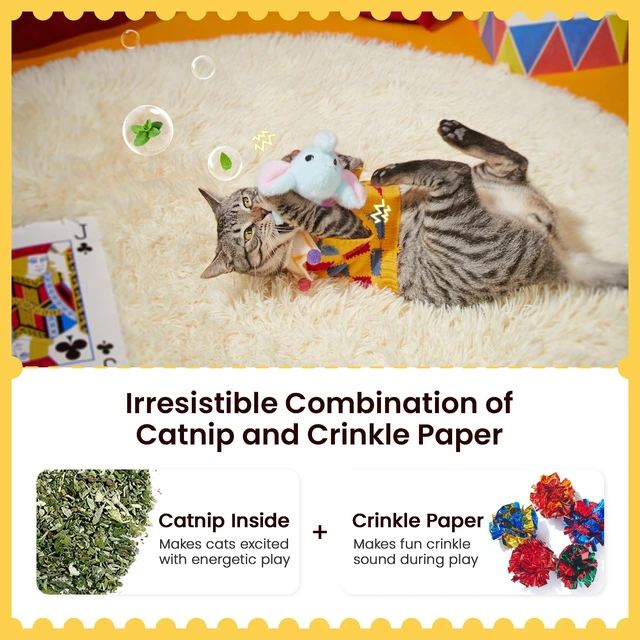 Alt view image 4 of 6 - Cat Toys Flapping Elephant, Touch Activated Interactive Kicker | USB Rechargeable, 3 Auto Modes, Catnip & Crinkle Paper Inside, Hangable Rope, Washable Shell 6.3 Inches for Indoor Cats