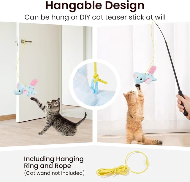 Alt view image 6 of 6 - Cat Toys Flapping Elephant, Touch Activated Interactive Kicker | USB Rechargeable, 3 Auto Modes, Catnip & Crinkle Paper Inside, Hangable Rope, Washable Shell 6.3 Inches for Indoor Cats