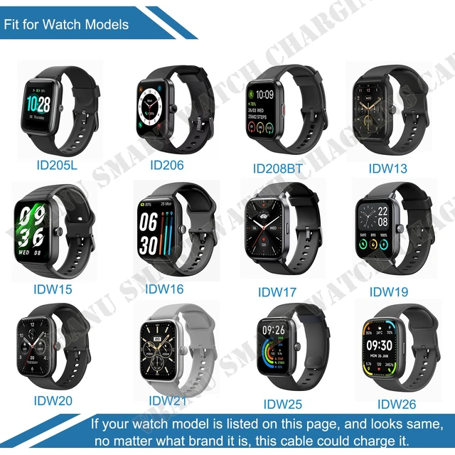 Alt view image 2 of 7 - VeryFit Smartwatch Charger, Fit for ID208, GTX20, IDW13/15/16/17, IDW19/20/25/26/28 and More, Replacement Magnetic USB Cable for Fast and Easy Charging, 3.3 ft, (ID-cableX2)