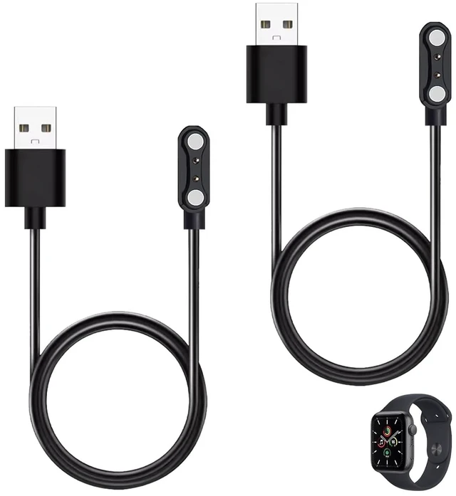 Main image of 2-Pack Smart Watch Charger for GloryFit T80 T70 T60 T50 P99 P98 - 2 Pin Spacing Magnetic USB Charging Cable - Replacement Power Cord for P45 P32 P36 & More - Smartwatch Charging Cable Accessories, 2FT