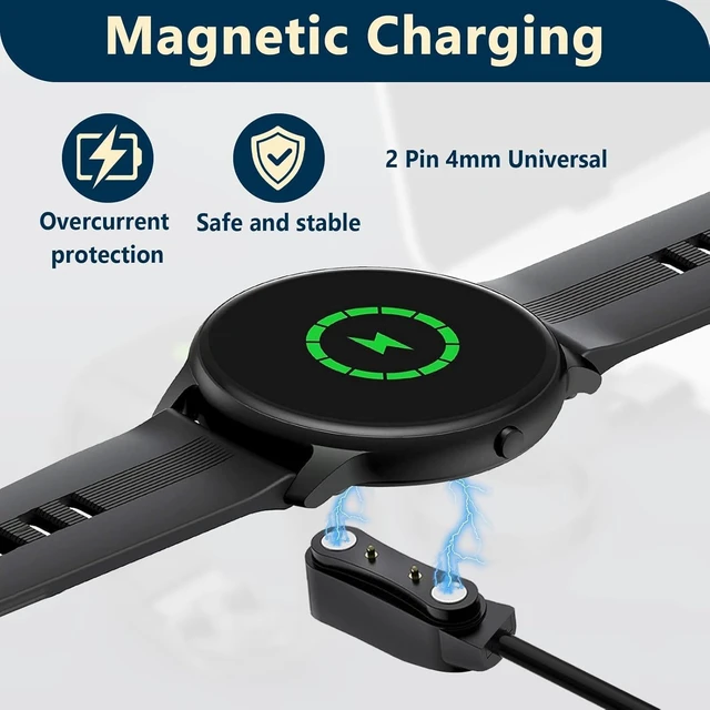 Alt view image 6 of 6 - 2-Pack Smart Watch Charger for GloryFit T80 T70 T60 T50 P99 P98 - 2 Pin Spacing Magnetic USB Charging Cable - Replacement Power Cord for P45 P32 P36 & More - Smartwatch Charging Cable Accessories, 2FT