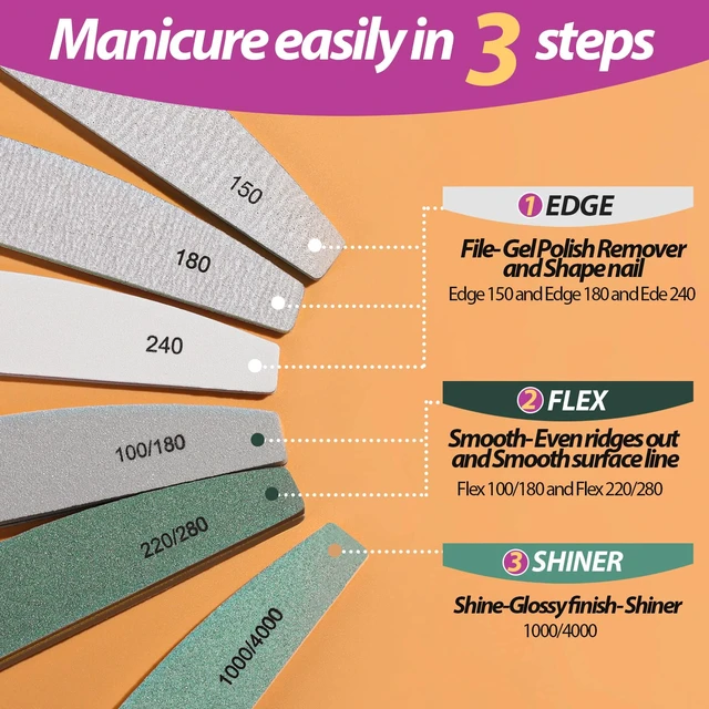 Alt view image 3 of 7 - Nail File Buffer, Nail Files, Nail Buffer Set to File, Shape,Smooth, Buffer and Shine Nails, Half-Moon