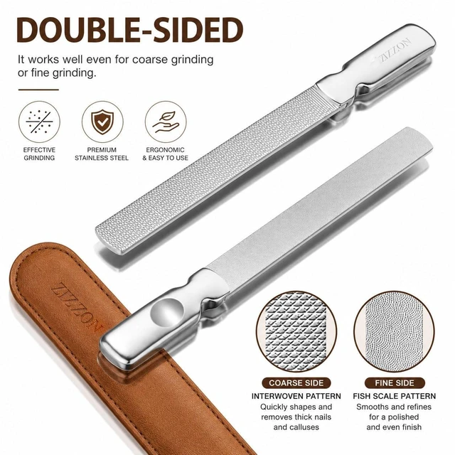 Alt view image 2 of 7 - Professional Stainless Steel Nail Files Double Sided for Women and Men, Heavy Duty Reusable Manicure Filer for Natural Nails, Great for Home Salon or Travel Use