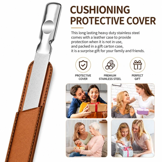 Alt view image 7 of 7 - Professional Stainless Steel Nail Files Double Sided for Women and Men, Heavy Duty Reusable Manicure Filer for Natural Nails, Great for Home Salon or Travel Use