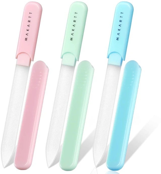Main image of Glass Nail File for Natural Nails: Reusable Nail Care Tool, 3pcs | Fast Shaping & Gentle Smoothing, Double-Sided Sandblasted Surface, Washable, Portable Lightweight Manicure Gift with Case