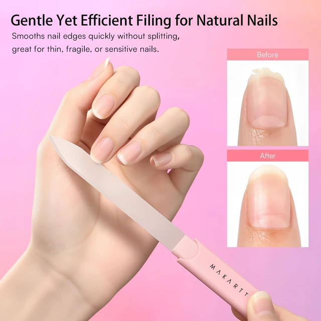 Alt view image 2 of 7 - Glass Nail File for Natural Nails: Reusable Nail Care Tool, 3pcs | Fast Shaping & Gentle Smoothing, Double-Sided Sandblasted Surface, Washable, Portable Lightweight Manicure Gift with Case