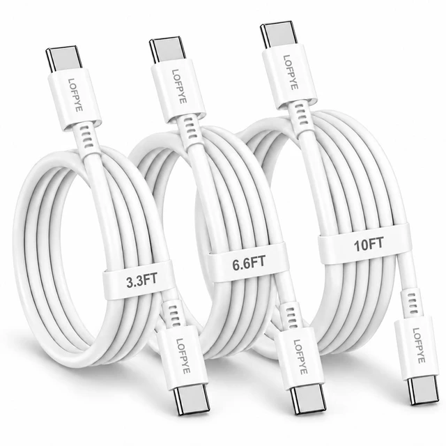 Main image of 3-Pack 60W USB C to USB C Cable 3.3FT+6.6FT+10FT for iPhone 18/17/16 | 60W PD Type-C fast charging cables for iPhone 18/17/16/15 Pro/Plus/Pro Max/Air, Galaxy S26, iPad Pro/Air & MacBook and More