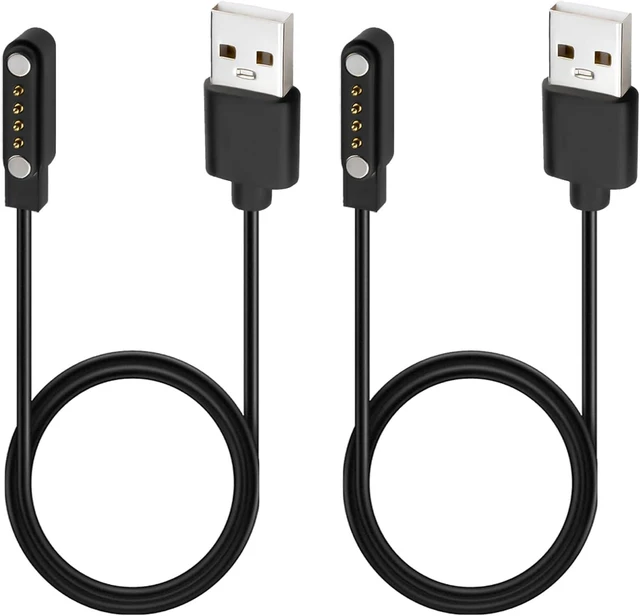 Main image of 2-Pack Universal Magnetic Charger Cable for Smart Watch, 4-Pin 7.62mm Pin-Pitch Fast Charging Replacement Cord for Smartwatch, Fitness Tracker, Bone Conduction Headphones, Smart Glasses Accessories