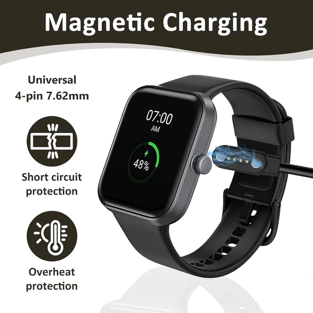 Alt view image 4 of 6 - 2-Pack Universal Magnetic Charger Cable for Smart Watch, 4-Pin 7.62mm Pin-Pitch Fast Charging Replacement Cord for Smartwatch, Fitness Tracker, Bone Conduction Headphones, Smart Glasses Accessories