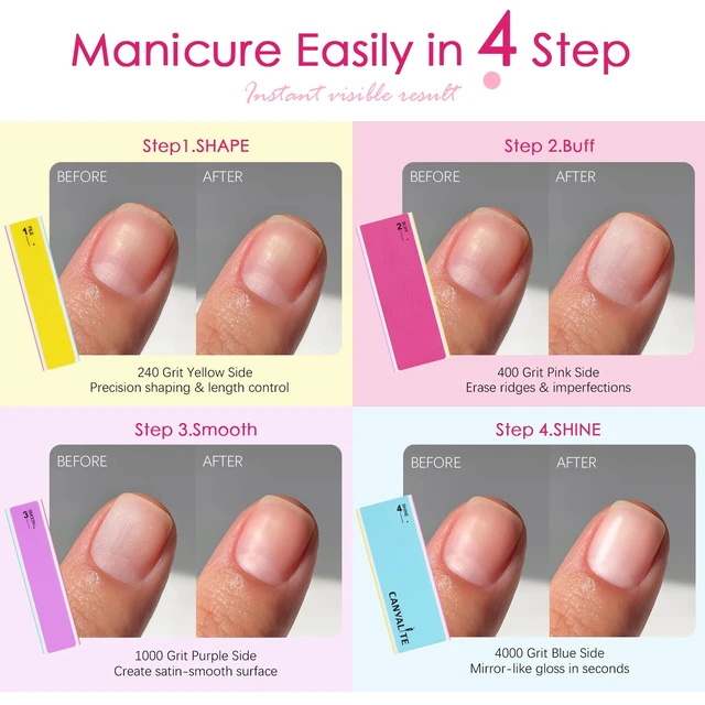 Alt view image 2 of 7 - Nail Files and Buffers, Shapes/Smooths/Shines Multi-Functional File & Polishing Buffing Block with 100/180 Grit Emery Boards, 14pcs Manicure Kit Natural Nail Care
