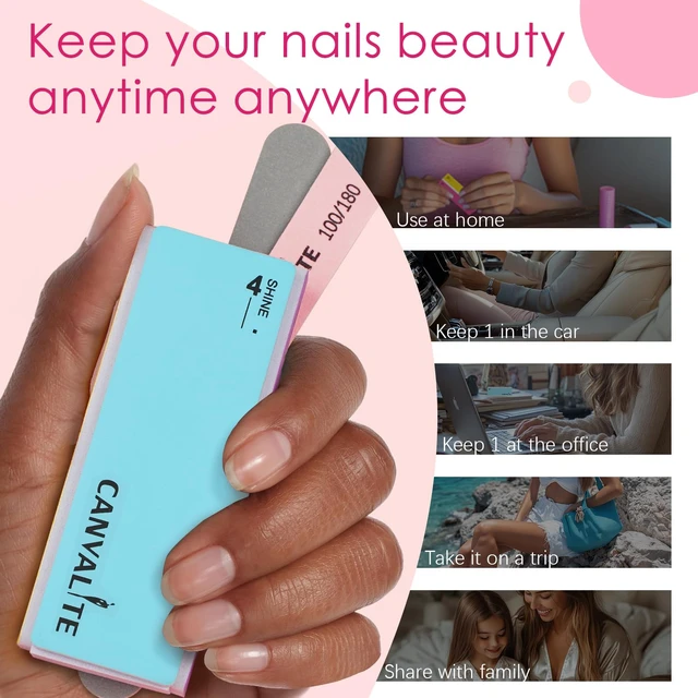 Alt view image 7 of 7 - Nail Files and Buffers, Shapes/Smooths/Shines Multi-Functional File & Polishing Buffing Block with 100/180 Grit Emery Boards, 14pcs Manicure Kit Natural Nail Care
