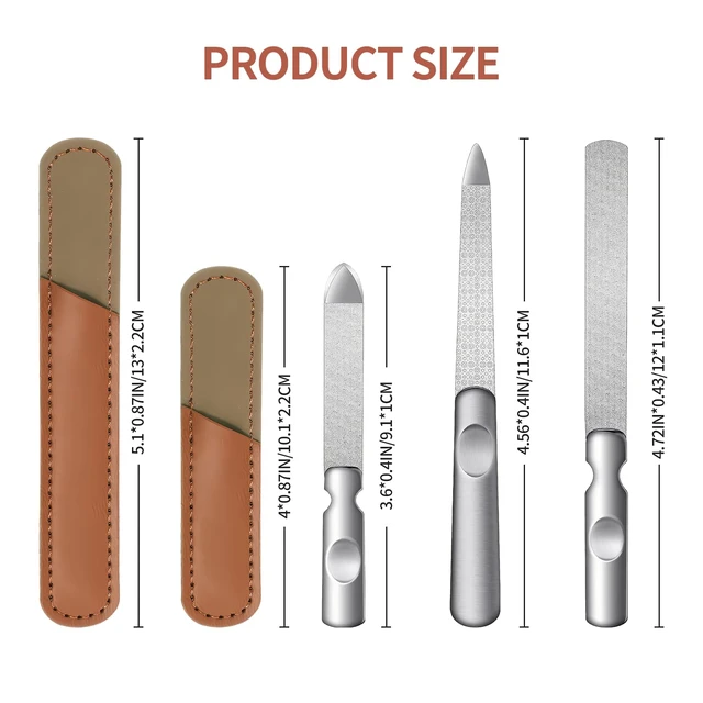 Alt view image 2 of 6 - Metal Nail File (3 Pcs), Nail Files for Natural Nails & Toenails, Thick Nails Made of Stainless Steel, Double Sided Metal Nail Files with Anti-Slip Handle for Fingernail Toenail, Home or Salon Use