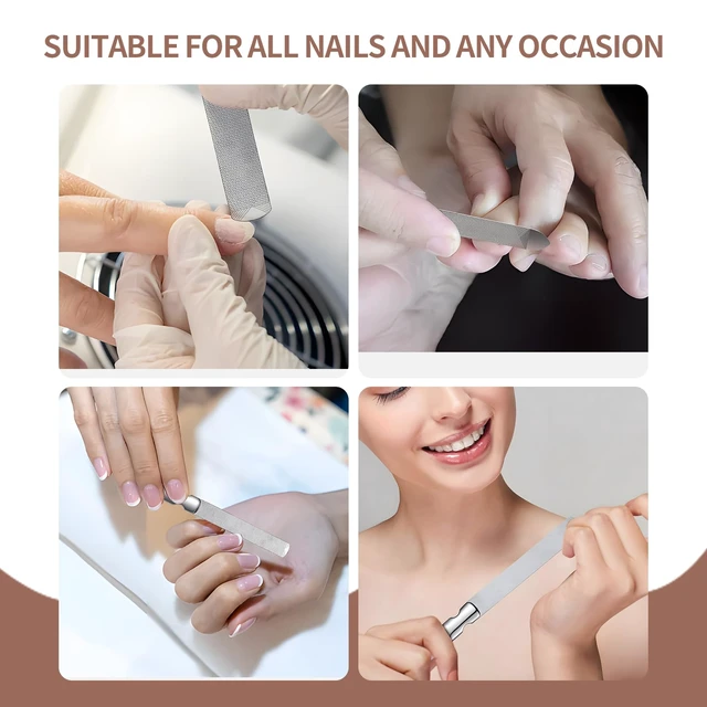 Alt view image 6 of 6 - Metal Nail File (3 Pcs), Nail Files for Natural Nails & Toenails, Thick Nails Made of Stainless Steel, Double Sided Metal Nail Files with Anti-Slip Handle for Fingernail Toenail, Home or Salon Use