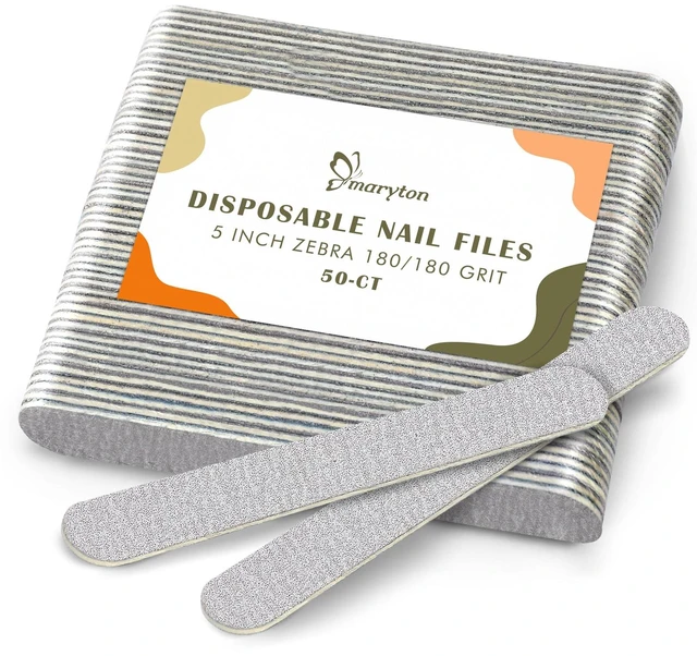 Main image of 50Pcs Disposable Nail File, 5 Inch Thin Emery Boards 180/180 Grit Nail Files for Natural Nails, Professional Pedicure Manicure Tools Set