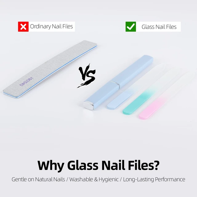 Alt view image 2 of 7 - 9 Pack Glass Nail File with Case for Natural Nail | Crystal File for Natural Nails with Protective Case, Gift for Women Girls - Green Pink Blue