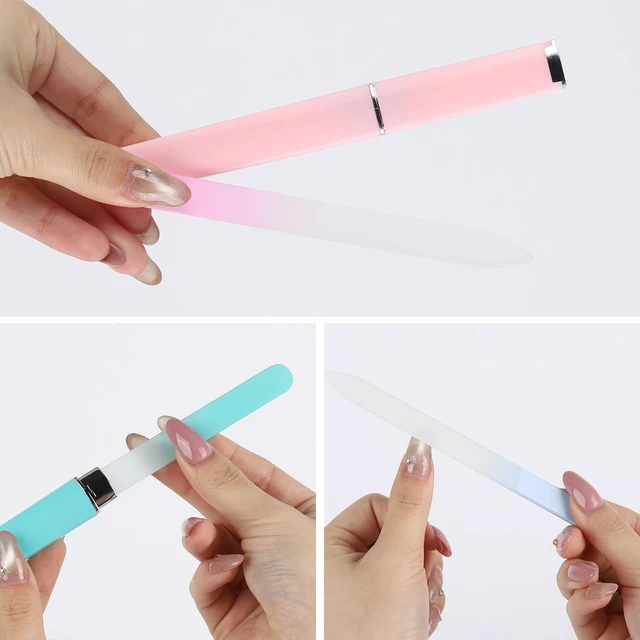 Alt view image 3 of 7 - 9 Pack Glass Nail File with Case for Natural Nail | Crystal File for Natural Nails with Protective Case, Gift for Women Girls - Green Pink Blue