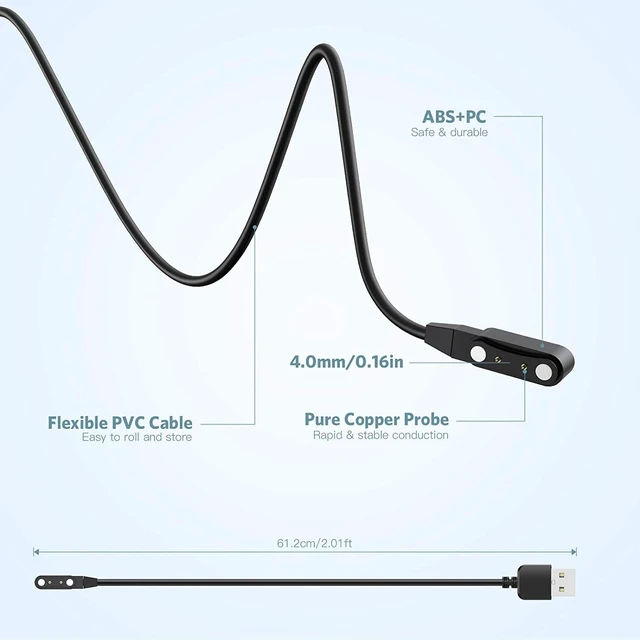 Alt view image 6 of 7 - Smart Watch Universal Charger Magnetic,da fit Smartwatch Accessories 2 Pin 4mm Pin-Pitch Magnetic Replacement Charger Cable Compatible for All 2-Pin 3.8mm - 4.2mm-Pin-Pitch Smart watch & Wearables