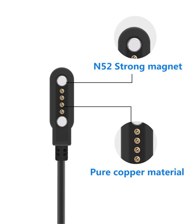 Alt view image 4 of 7 - Smart Watch Universal Charger Magnetic,da fit Smartwatch Accessories 4 Pin 7.62mm Pin-Pitch Magnetic Replacement Charger Cable Compatible for All 4-Pin 7.5mm - 8mm-Pin-Pitch Smart Watch & Wearables