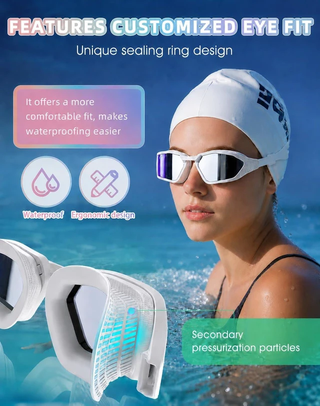 Alt view image 3 of 5 - Swim Goggles Adult Anti Fog&UV No Leak Wide View Swimming Goggles | UV Protection Clear View, Water Pool Goggles with Storage Case for Men Women, Comfort Fit
