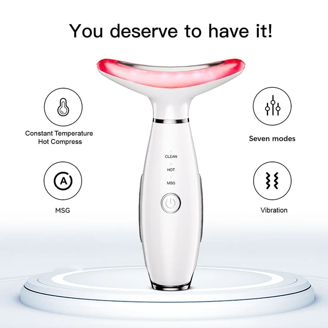 Alt view image 3 of 6 - Face Massager -7 Color Red-Light-Therapy for Face and Neck for Wrinkles, Double Chin, Vibrating Facial Massager