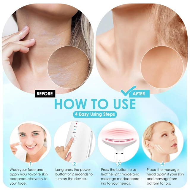 Alt view image 5 of 6 - Face Massager -7 Color Red-Light-Therapy for Face and Neck for Wrinkles, Double Chin, Vibrating Facial Massager