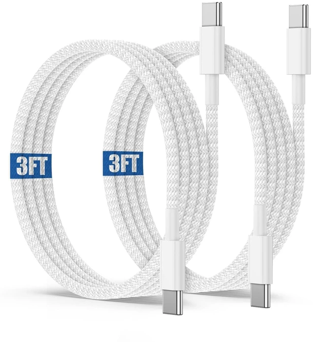 Main image of USB C to C Charging Cable 3ft, 60W Fast Type C to C Charger Cord Short for Apple iPhone Duo/18 Pro Max/17 Air/16 Pro Max/15 Plus, MacBook Pro 2023/2022/2021,iPad 12.9/11 inch/Mini/Air,Samsung Galaxy