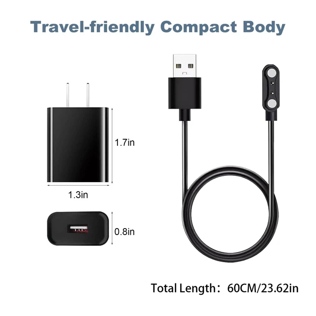 Alt view image 2 of 5 - Fast Wall Smart Watch Charger, 2-Pin 4 mm Magnetic USB Charging Cable, Replacement Charging Cord for Smartwatch & Fitness Tracker, Strong Magnetic Adsorption, Fast Safe Charging