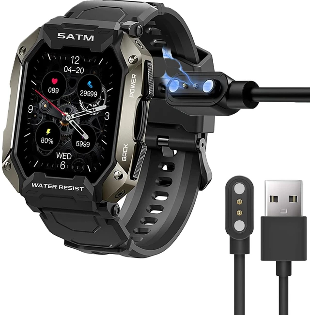 Main image of Compatible with AMAZTIM C20 Smartwatch Charger, Magnetic USB Charging Cable Replacement Charger Compatible for Kospet Tank M1 Pro/Tank T1 Pro/C20 Watch/C16 Watch/PYRODUM GT600 (Black)