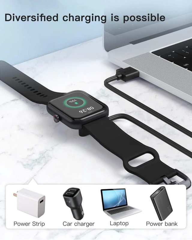 Alt view image 7 of 7 - 2 Pack Universal Smart Watch Charger Magnetic,Cable Contact 2 pin spacing 2.8mm,High Speed Safe Replacement USB Charger Cord,The magnets magnetism of the two cables is reversed,Model A + Model B