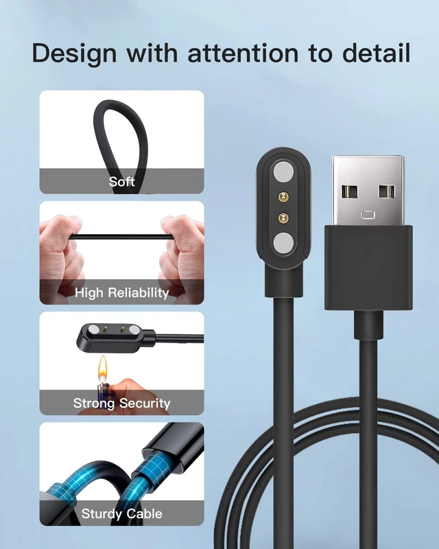 Alt view image 6 of 7 - 2 Pack Universal Smart Watch Charger Magnetic,Cable Contact 2 pin spacing 2.8mm,High Speed Safe Replacement USB Charger Cord,The magnets magnetism of the two cables is reversed,Model A + Model B