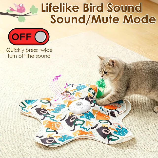 Alt view image 3 of 5 - Interactive Cat Toys for Indoor Cats, Rechargeable Automatic Hide and Seek Moving Feather Kitten Toy with 2 Replaceable Wands, 3 Modes, 5-Min Auto-Sleep & Realistic Bird Sounds (Fish)