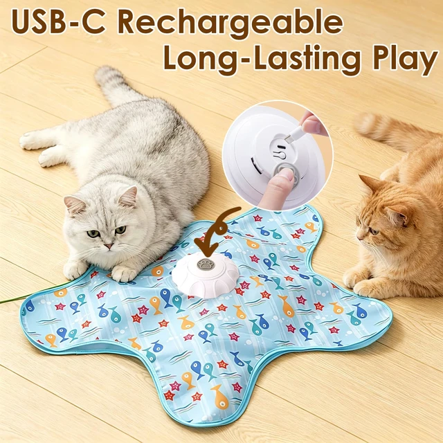 Alt view image 4 of 5 - Interactive Cat Toys for Indoor Cats, Rechargeable Automatic Hide and Seek Moving Feather Kitten Toy with 2 Replaceable Wands, 3 Modes, 5-Min Auto-Sleep & Realistic Bird Sounds (Fish)