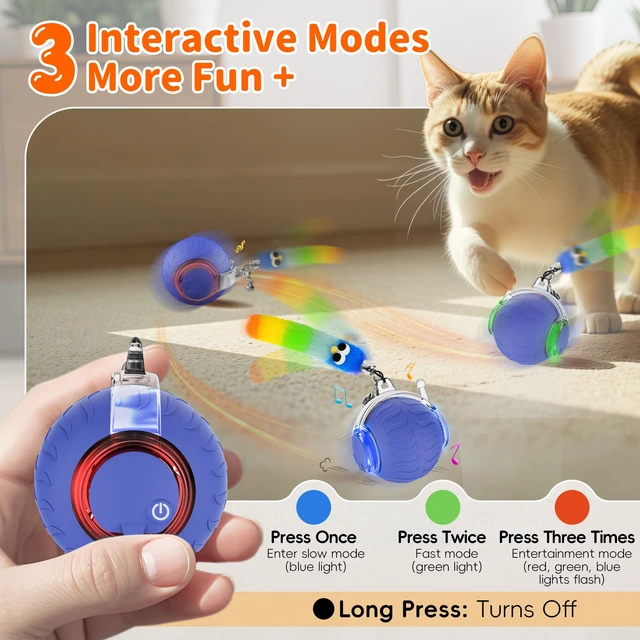 Alt view image 3 of 7 - Interactive Cat Toy, Smart Moving Cat Ball Toys for Indoor Cats | Touch Wake-Up, Automatic Sleep Mode, Energy Saving, Irregular Rolling, Rechargeable, Suitable for Bored Adult Cats & Kitten
