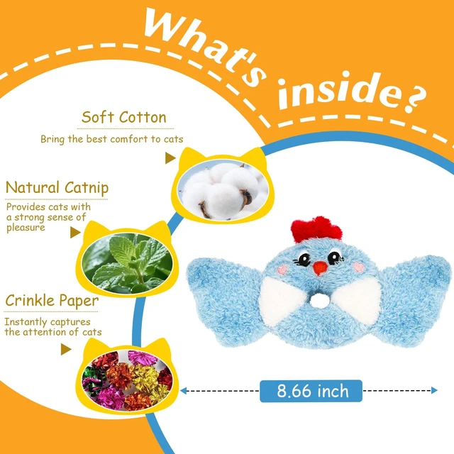 Alt view image 5 of 6 - Cat Toys Bird, Catnip Toys for Indoor Cats, 3 Pack, 8.66 Inches | Interactive Kitty Kicker Toys with Crinkle Sound, Soft and Durable, Safe Kitten Chew Teeth Cleaning