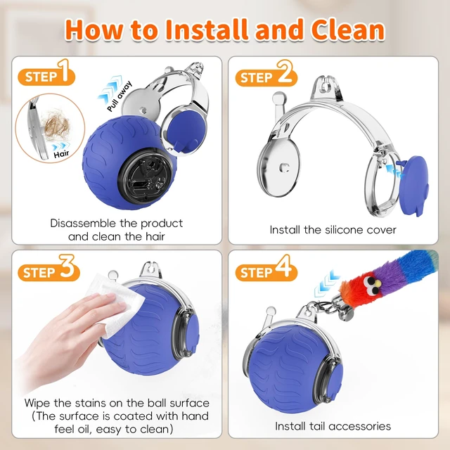 Alt view image 6 of 7 - Interactive Cat Toy, Smart Moving Cat Ball Toys for Indoor Cats | Touch Wake-Up, Automatic Sleep Mode, Energy Saving, Irregular Rolling, Rechargeable, Suitable for Bored Adult Cats & Kitten