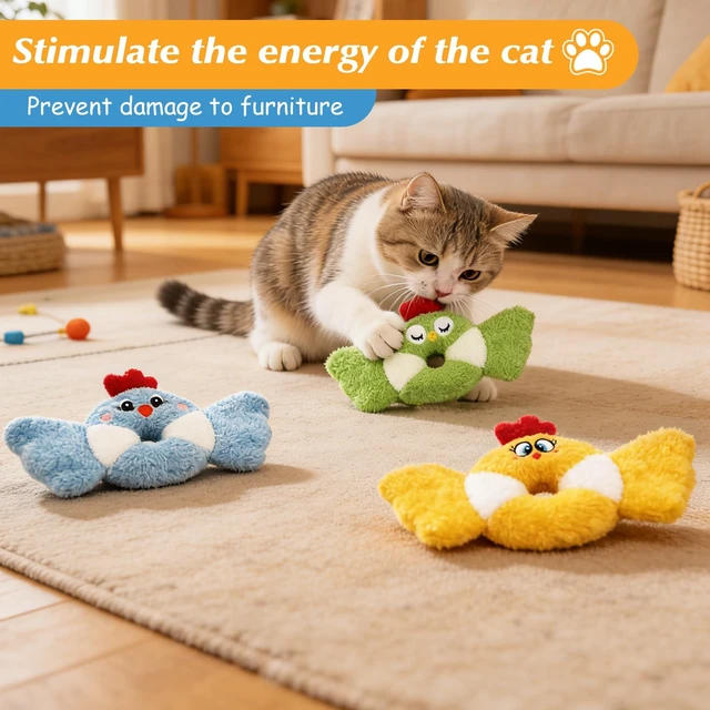 Alt view image 6 of 6 - Cat Toys Bird, Catnip Toys for Indoor Cats, 3 Pack, 8.66 Inches | Interactive Kitty Kicker Toys with Crinkle Sound, Soft and Durable, Safe Kitten Chew Teeth Cleaning