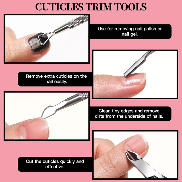 Alt view image 4 of 7 - Manicure Kit, Nail Files 100/180, Cuticle Nippers, Nail Buffer Block, Cuticle Pusher, Cuticle Peeler, Ingrown Toenail Tool, Toenail File, Nail Care Kit, Nail Tools for Manicure, White
