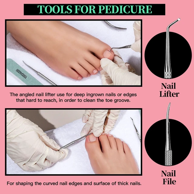 Alt view image 5 of 7 - Manicure Kit, Nail Files 100/180, Cuticle Nippers, Nail Buffer Block, Cuticle Pusher, Cuticle Peeler, Ingrown Toenail Tool, Toenail File, Nail Care Kit, Nail Tools for Manicure, White