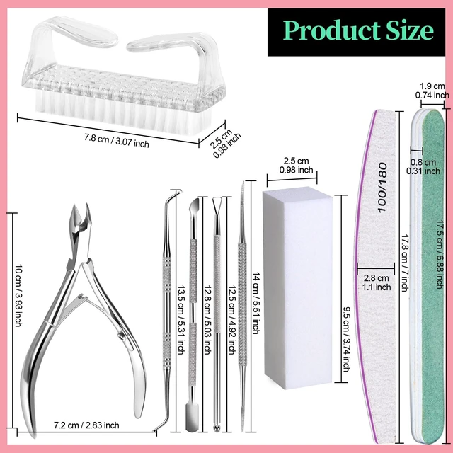 Alt view image 7 of 7 - Manicure Kit, Nail Files 100/180, Cuticle Nippers, Nail Buffer Block, Cuticle Pusher, Cuticle Peeler, Ingrown Toenail Tool, Toenail File, Nail Care Kit, Nail Tools for Manicure, White