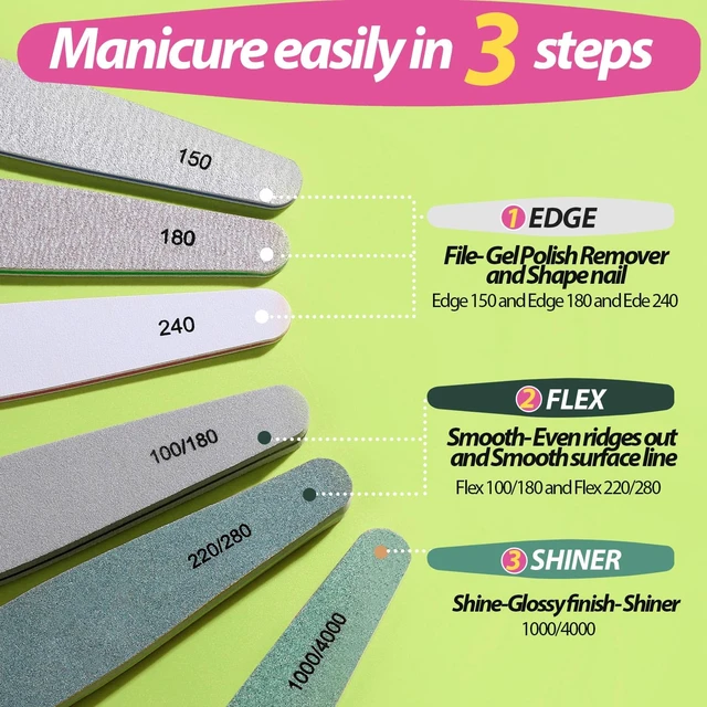 Alt view image 2 of 7 - 12pcs Nail Files and Buffers, Nail File Nail Buffer Block for Women, Emery Boards for Nails Nail Buffer and Shine Kit, Fingernail Files 100/180 Grit Nail Files for Natural Nails