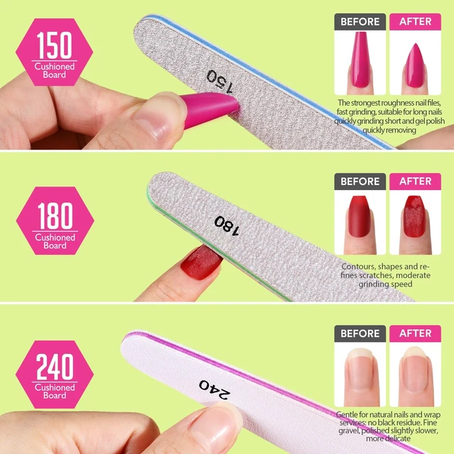 Alt view image 3 of 7 - 12pcs Nail Files and Buffers, Nail File Nail Buffer Block for Women, Emery Boards for Nails Nail Buffer and Shine Kit, Fingernail Files 100/180 Grit Nail Files for Natural Nails