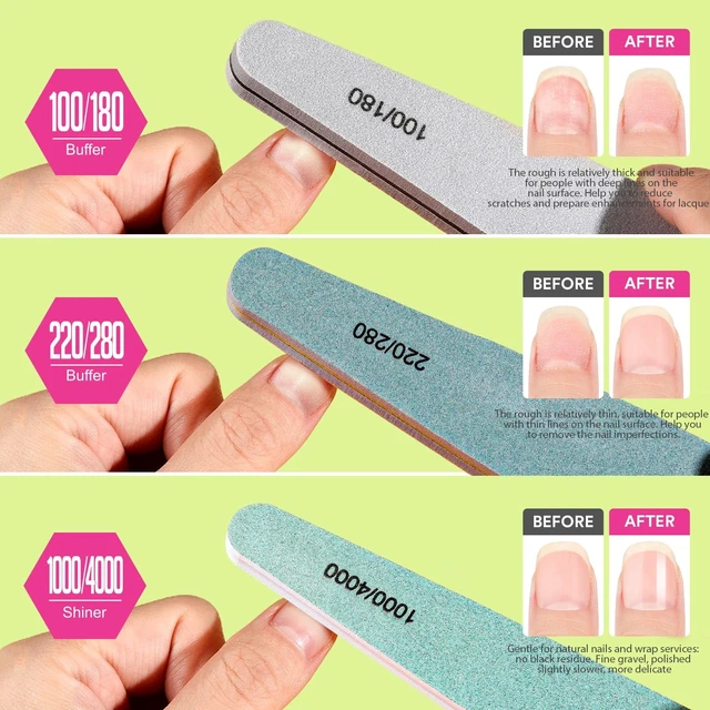 Alt view image 4 of 7 - 12pcs Nail Files and Buffers, Nail File Nail Buffer Block for Women, Emery Boards for Nails Nail Buffer and Shine Kit, Fingernail Files 100/180 Grit Nail Files for Natural Nails