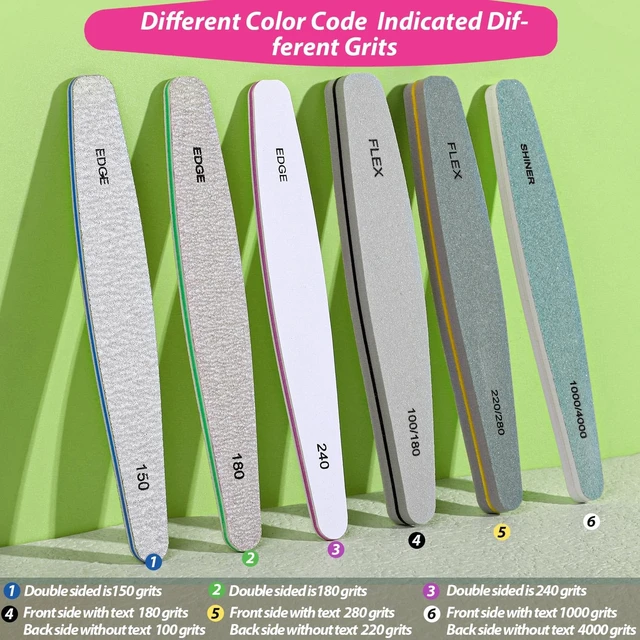 Alt view image 7 of 7 - 12pcs Nail Files and Buffers, Nail File Nail Buffer Block for Women, Emery Boards for Nails Nail Buffer and Shine Kit, Fingernail Files 100/180 Grit Nail Files for Natural Nails