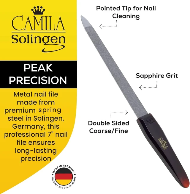 Alt view image 2 of 6 - CS19 Sapphire Metal Nail File for Natural Nails Fingernail and Toenail Care, 8" Double Sided Coarse and Fine for Manicure and Pedicure