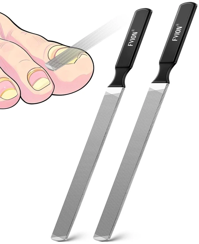 Main image of 2 PCS Metal Long Nail File for Thick Nails Stainless Steel Toenail File, Durable and Efficient Nail Files for Natural Nails and Pedicure